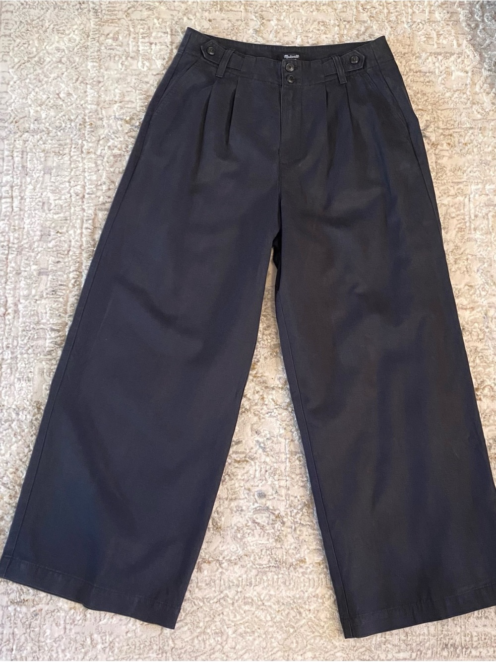 Madewell Harlow Drapey Wide-Leg Twill Pleated Black Women’s Pants Size 6P